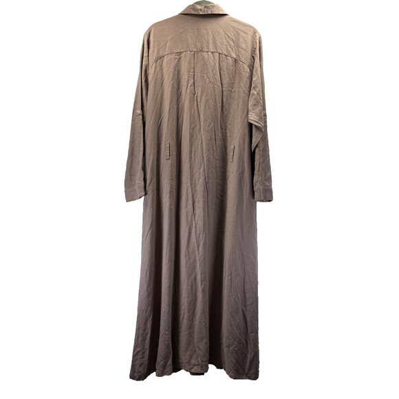 Velez Maxi Shirt Dress Size 10 Linen Blend Minimalist Brown Pockets Lagenlook - Picture 2 of 12